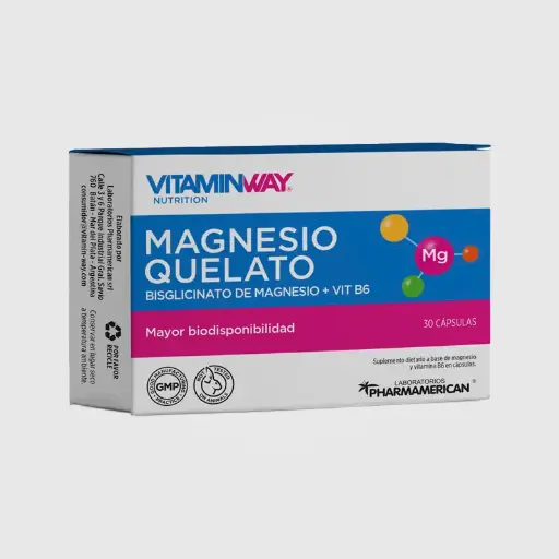 Magnesio Quelato - Bisglicinato de magnesio - VitaminWay - 30 CAPS 
